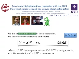 Auto-tuned high-dimensional regression with the TREX: theor