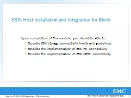 ESXi Host Installation and Integration for Block