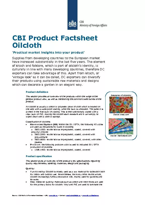 Source: CBI Market Information Database
