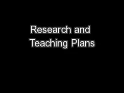 Research and Teaching Plans