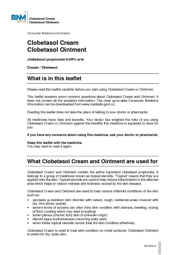 Clobetasol Cream Clobetasol Ointment