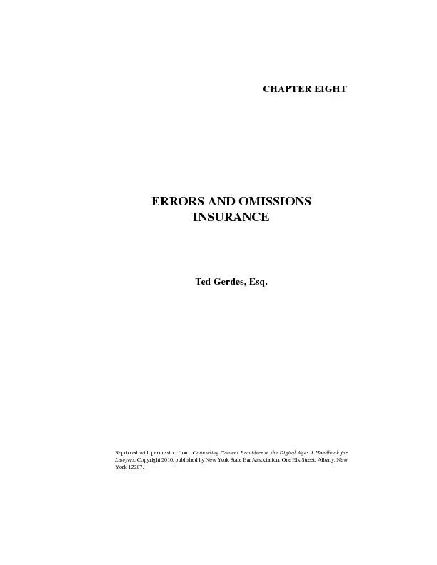 ERRORS AND OMISSIONS Ted Gerdes, Esq.Reprinted with permission from: C