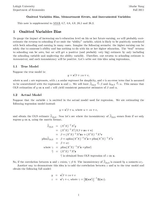 LehighUniversityDepartmentofEconomicsMuzheYangFall20112.E(xiui)6=0When