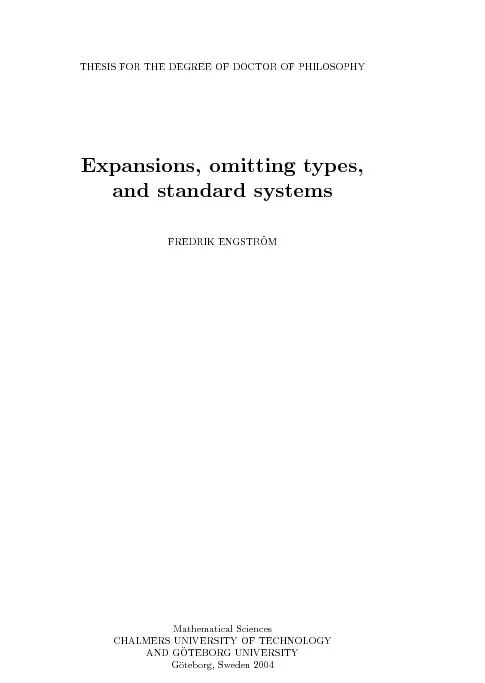 Expansions,omittingtypes,andstandardsystemsFREDRIKENGSTROMISBN91-7291