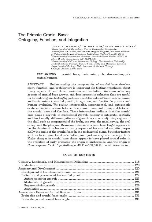 ThePrimateCranialBase:Ontogeny,Function,andIntegrationDANIELE.LIEBERMA