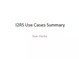 I2RS Use Cases Summary