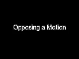 Opposing a Motion