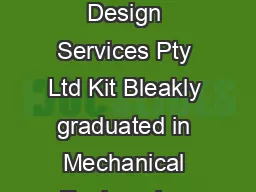 Kit Bleakly Principal Commercial Vehicle Design Services Pty Ltd Kit Bleakly graduated