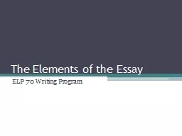 The Elements of the Essay