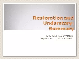 Restoration and Understory:
