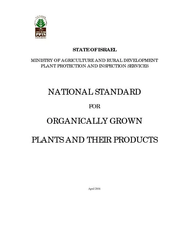 STATE OF ISRAELMINISTRY OF AGRICULTURE AND RURAL DEVELOPMENTPLANT PROT