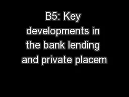B5: Key developments in the bank lending and private placem