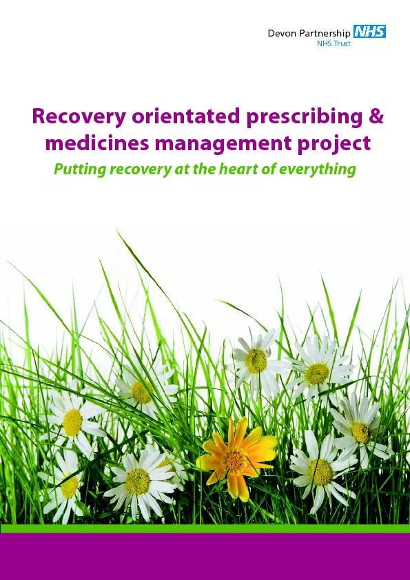 Recovery orientated prescribing &