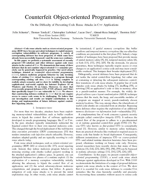 CounterfeitObject-orientedProgrammingOntheDifcultyofPreventingCodeReu