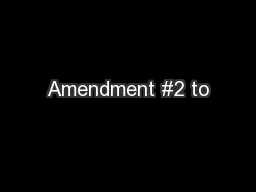 Amendment #2 to