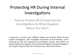 Protecting HR During Internal Investigations