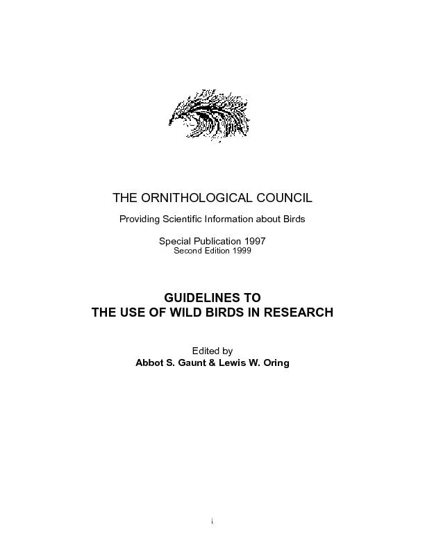 THE ORNITHOLOGICAL COUNCILProviding Scientific Information about Birds