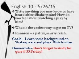English 10 - 5/26/15