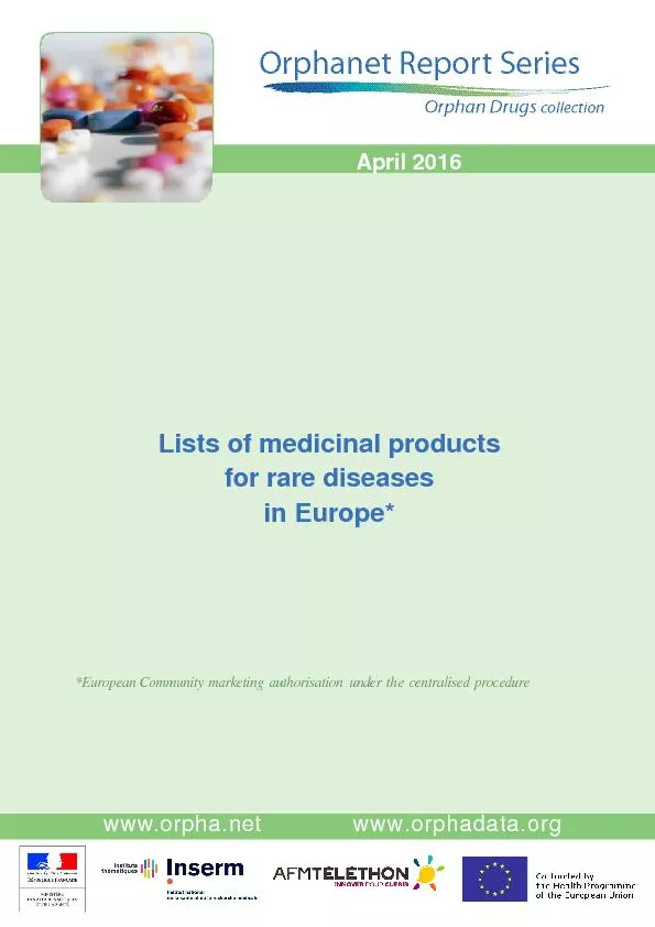 Lists of medicinal products for rare diseases  in Europe*