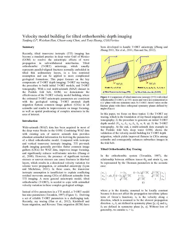 Velocity model building for tilted orthorhombic depth imaging Yunfeng