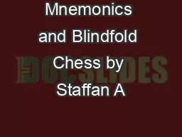 Mnemonics and Blindfold Chess by Staffan A