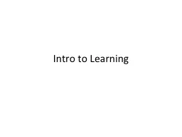Intro to Learning