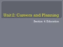 Unit 2: Careers and Planning