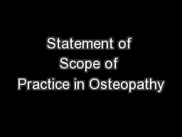 Statement of Scope of Practice in Osteopathy
