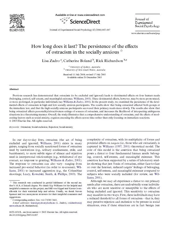 Journal of Experimental Social Psychology 42 (2006) 692