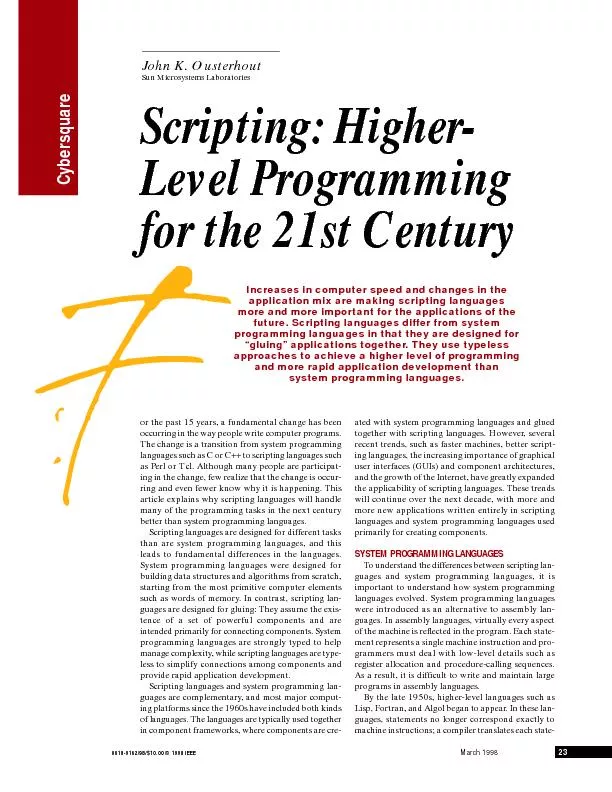 March 1998Scripting: Higher-occurring in the way people write computer