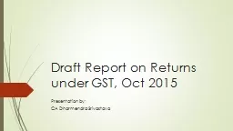 Draft Report on Returns under GST, Oct 2015