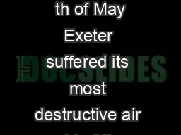 Factsheet  On the night of  rd   th of May  Exeter suffered its most destructive air raid