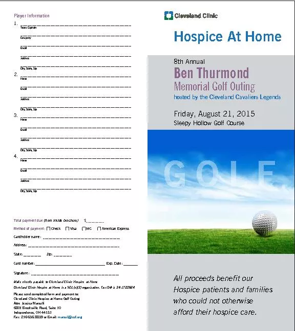 8th Annual Friday, August 21, 2015Sleepy Hollow Golf Coursehosted by t