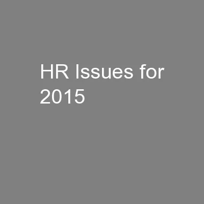 HR Issues for 2015