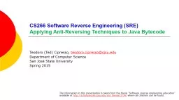 CS266 Software Reverse Engineering (SRE)