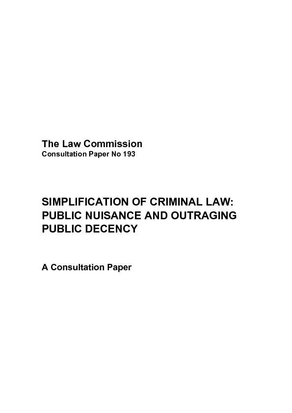 The Law Commission Consultation Paper No 193   SIMPLIFICATION OF CRIMI