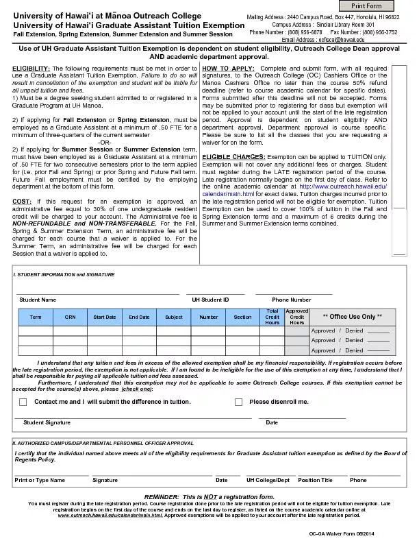 OC-GA Waiver Form 06/2014