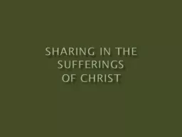 Sharing In the sufferings