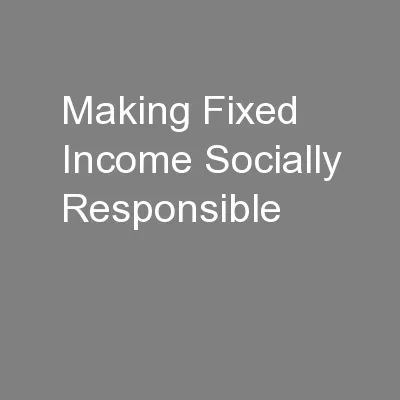 Making Fixed Income Socially Responsible