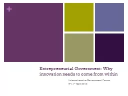 Entrepreneurial Government:  Why innovation needs to come