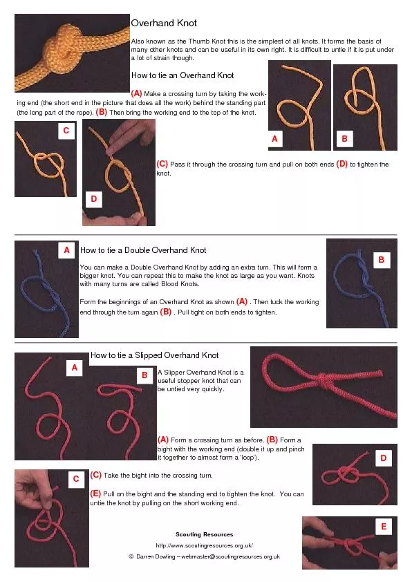 Overhand Knot  Also known as the Thumb Knot this is the simplest of al