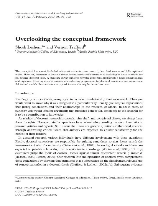 suggests that a thesis which has no conceptual framework is unlikely t