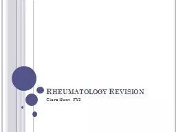 Rheumatology Revision