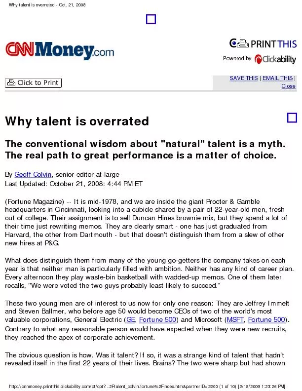 Why talent is overrated - Oct. 21, 2008