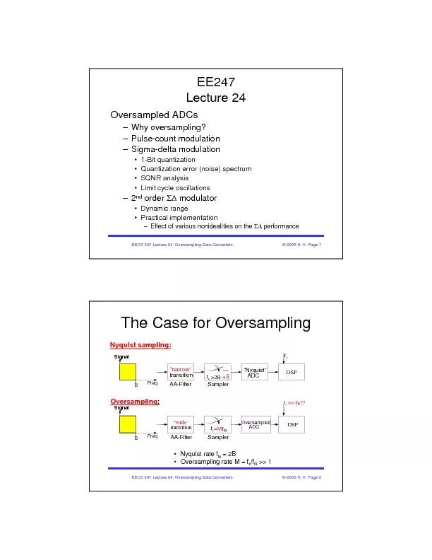 EECS 247 Lecture 24: Oversampling Data Converters