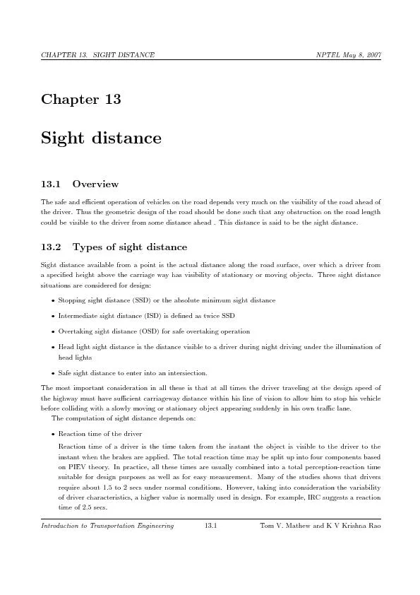 CHAPTER13.SIGHTDISTANCENPTELMay8,2007Chapter13Sightdistance13.1Overvie