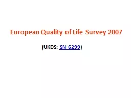European Quality of Life Survey 2007