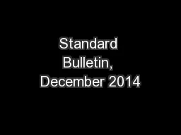 Standard Bulletin, December 2014