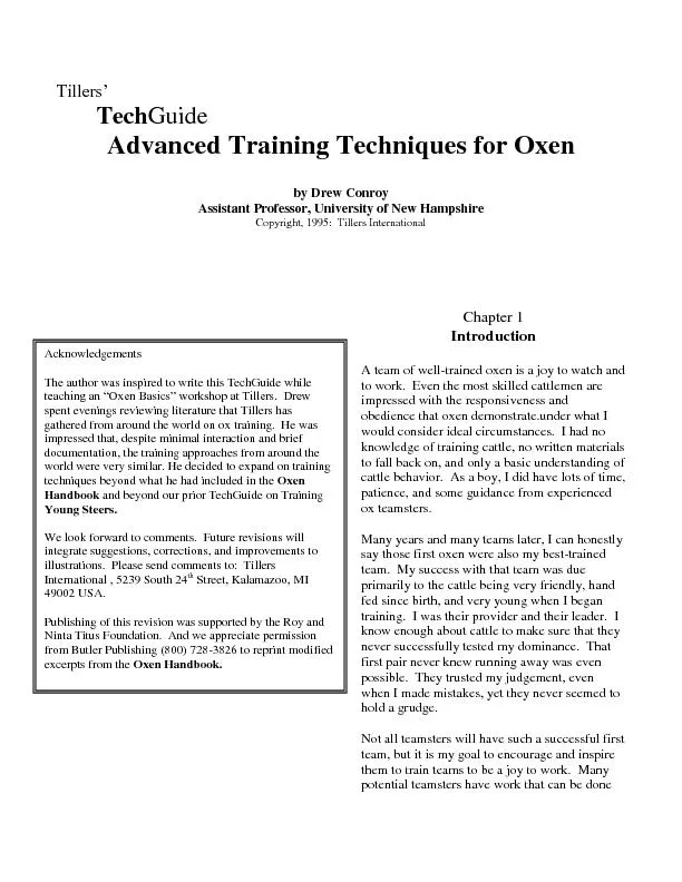 Advanced Training Techniques for Oxen