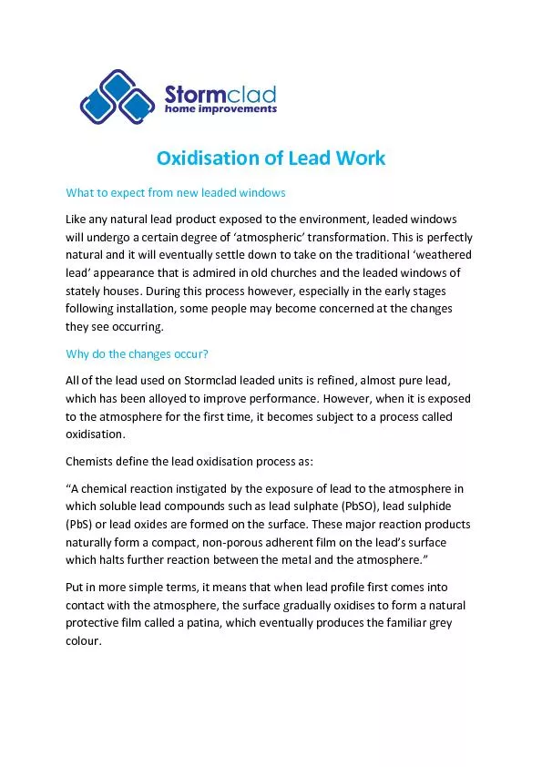 Oxidisation of Lead Work